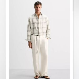 Zara Limited Edition 100% Linen Pleated Pants